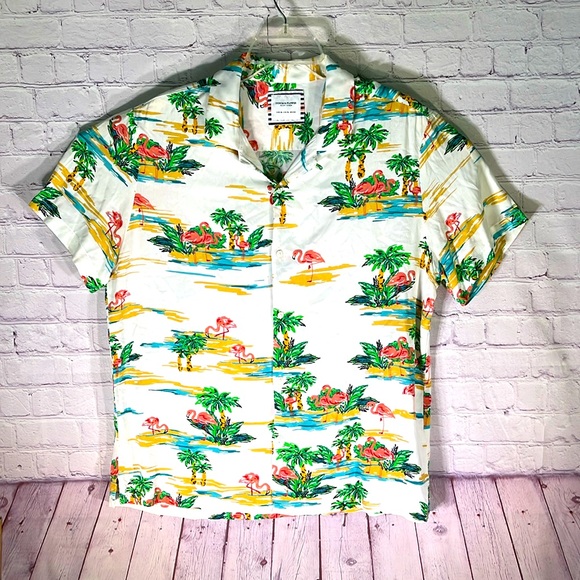 Denim & Flower Men's Hawaiian Button Down Short Sleeve Shirt. Sz: XL - Picture 1 of 10